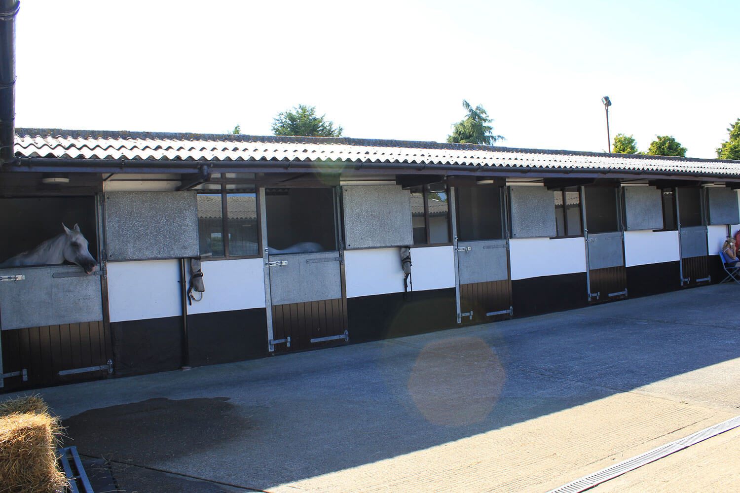 Substantial doors to accomodate large horses with metal covering and frames